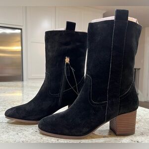 NEW Violet & Red NEW Suede Leather Mid Calf Pull-On Western Boots